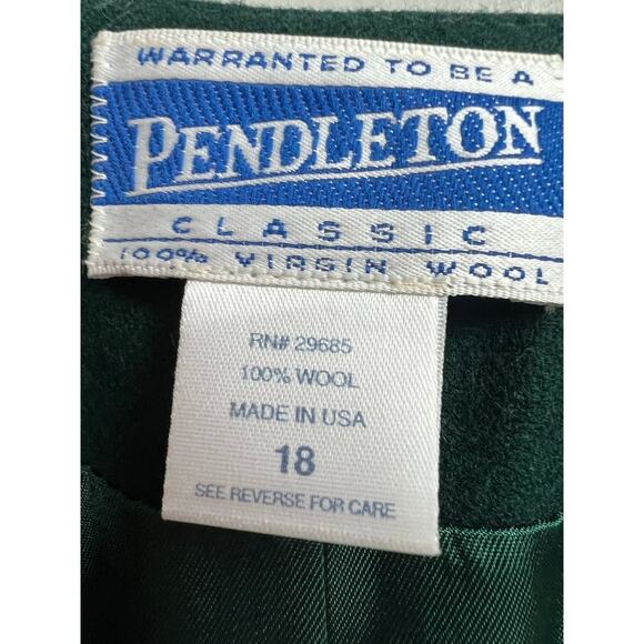 Pendleton Women's Double Breasted Green Wool Collarless Jacket Size 18 - Picture 3 of 11
